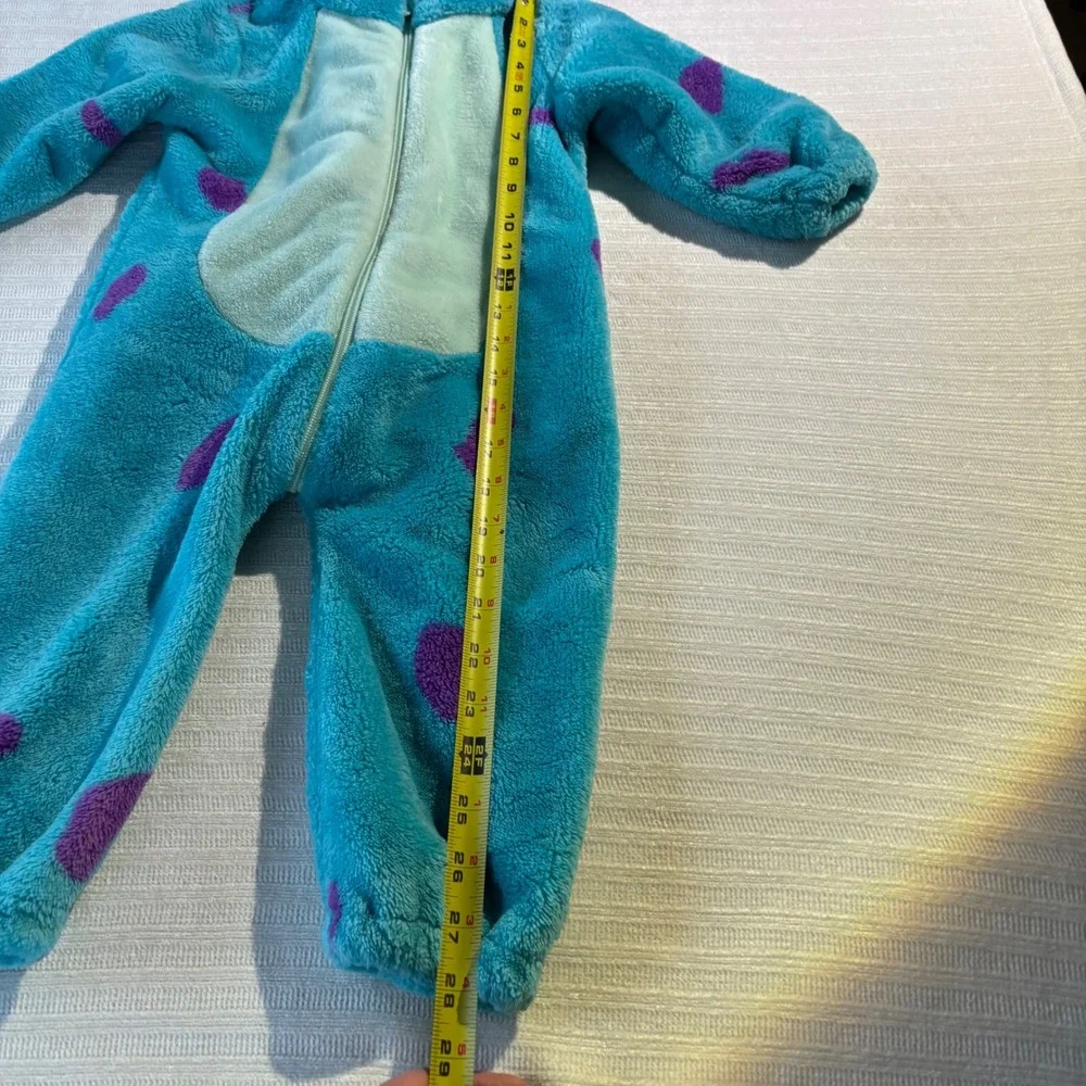Disney Monsters Inc Sulley Costume Kids Plush Fleece Hooded One Piece Blue 28in
